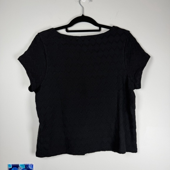 Madewell Black Knit Pointelle Button-Front Cotton Cropped Scoop Top Size XL - Picture 5 of 9